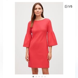 Banana Republic sz 6 Melon Pink Bell Sleeve Dress shift zips up back